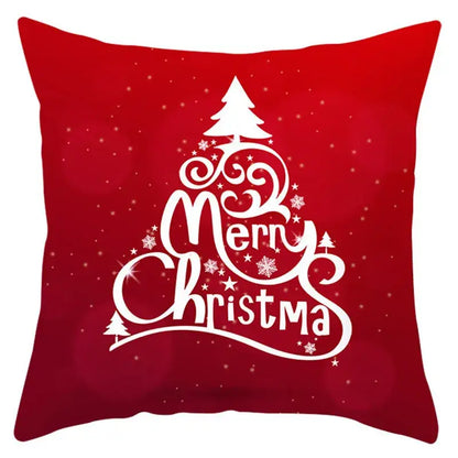 Red and white santa claus snowflake pillow cover living room decor