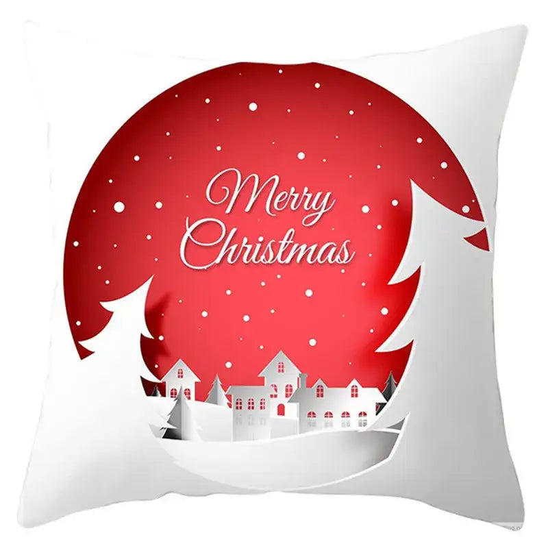 Red and white santa claus snowflake pillow cover living room decor