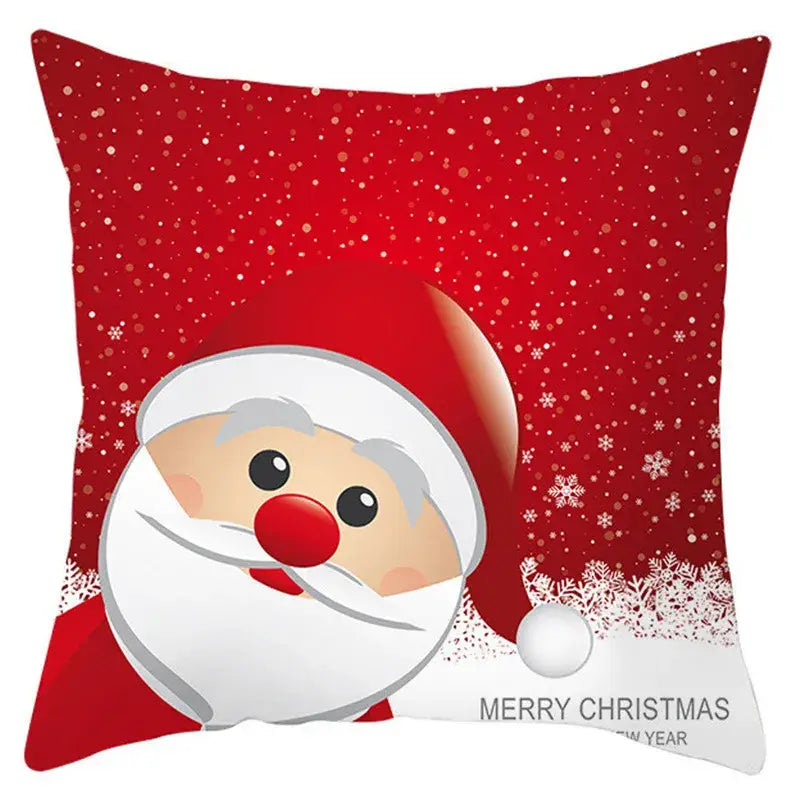 Red and white santa claus snowflake pillow cover living room decor