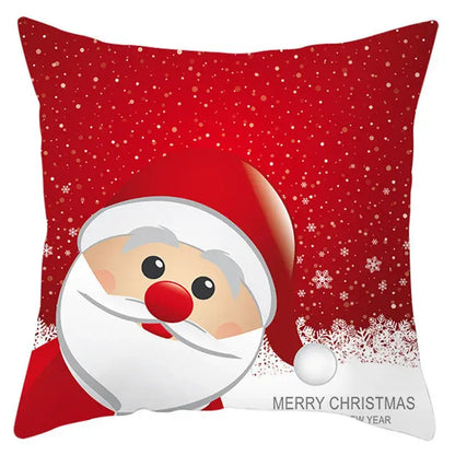 Red and white santa claus snowflake pillow cover living room decor
