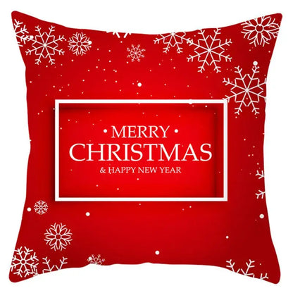 Red and white santa claus snowflake pillow cover living room decor