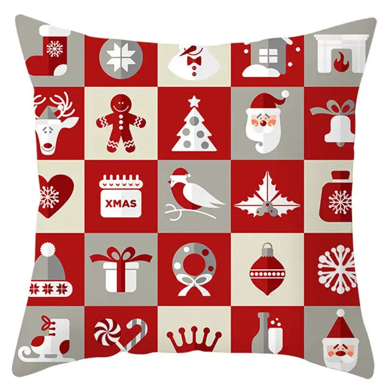 Red and white santa claus snowflake pillow cover living room decor