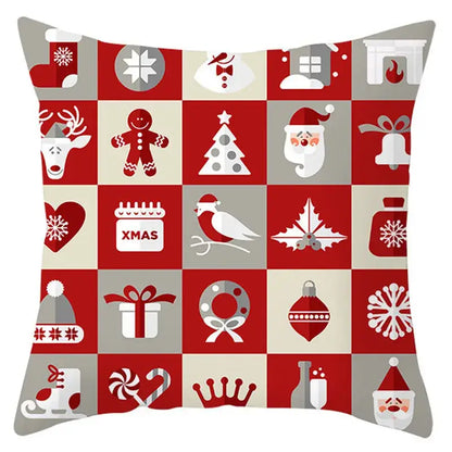 Red and white santa claus snowflake pillow cover living room decor