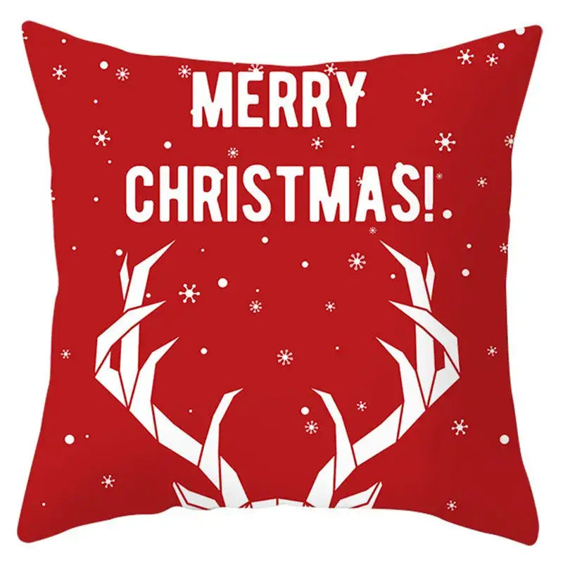 Red and white santa claus snowflake pillow cover living room decor