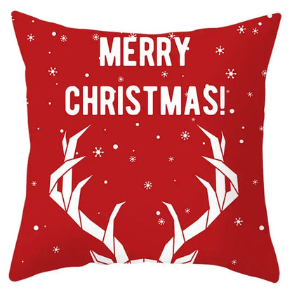 Red and white santa claus snowflake pillow cover living room decor