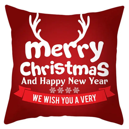 Red and white santa claus snowflake pillow cover living room decor