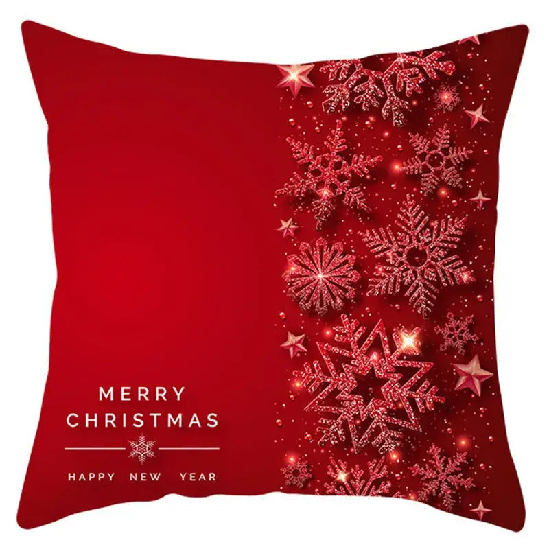 Red and white santa claus snowflake pillow cover living room decor
