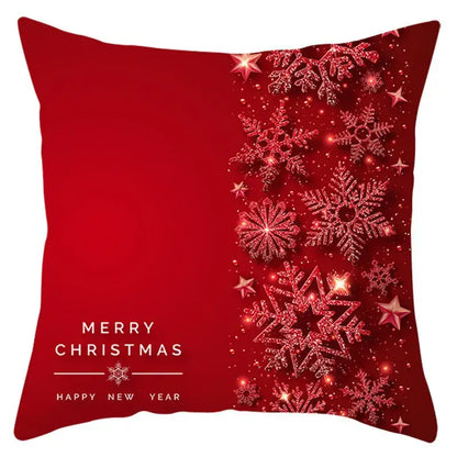 Red and white santa claus snowflake pillow cover living room decor