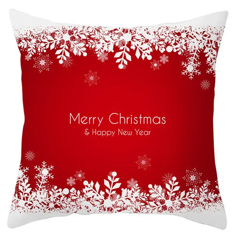 Red and white santa claus snowflake pillow cover living room decor