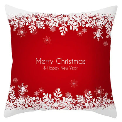 Red and white santa claus snowflake pillow cover living room decor
