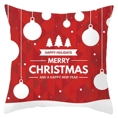 Red and white santa claus snowflake pillow cover living room decor