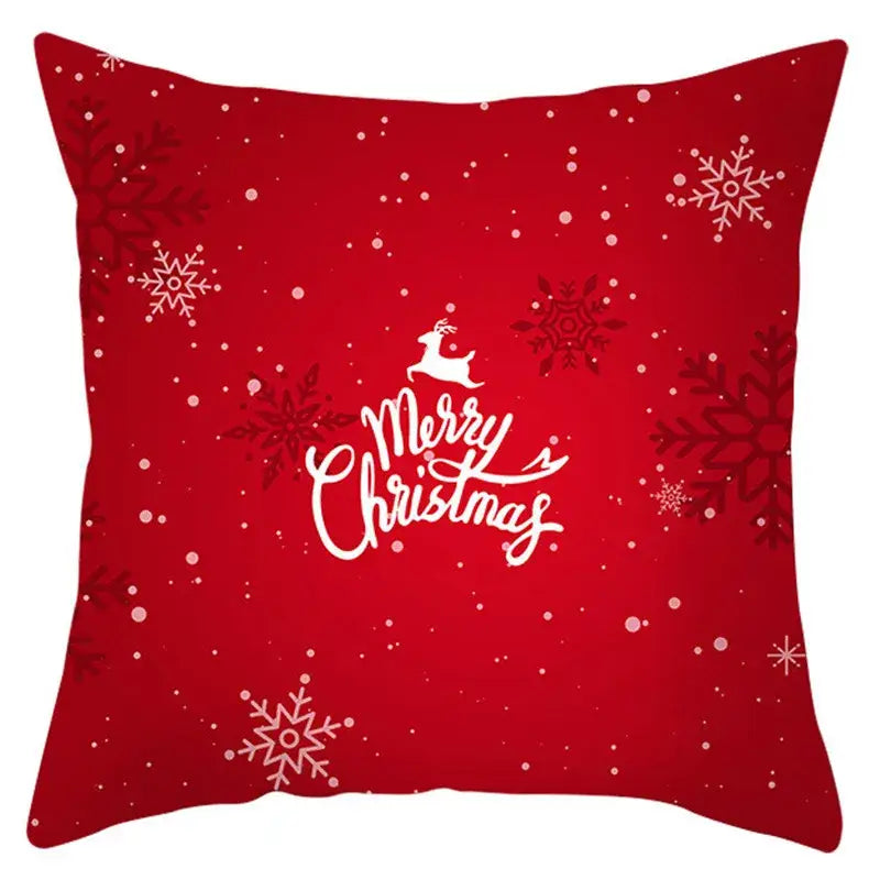 Red and white santa claus snowflake pillow cover living room decor
