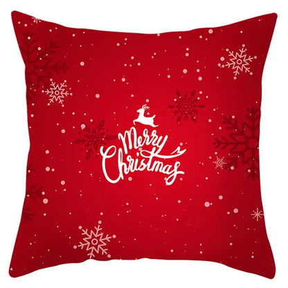 Red and white santa claus snowflake pillow cover living room decor