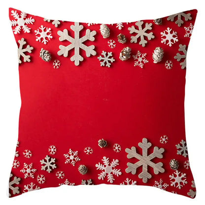 Red and white santa claus snowflake pillow cover living room decor