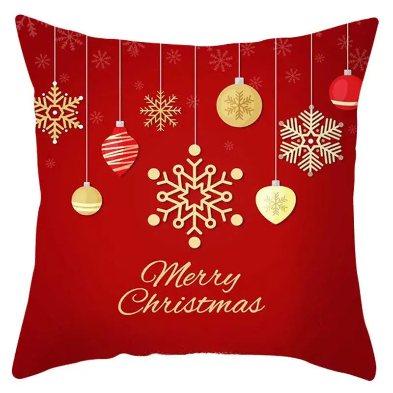 Red and white santa claus snowflake pillow cover living room decor