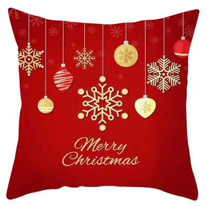 Red and white santa claus snowflake pillow cover living room decor