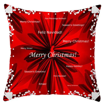 Red and white santa claus snowflake pillow cover living room decor