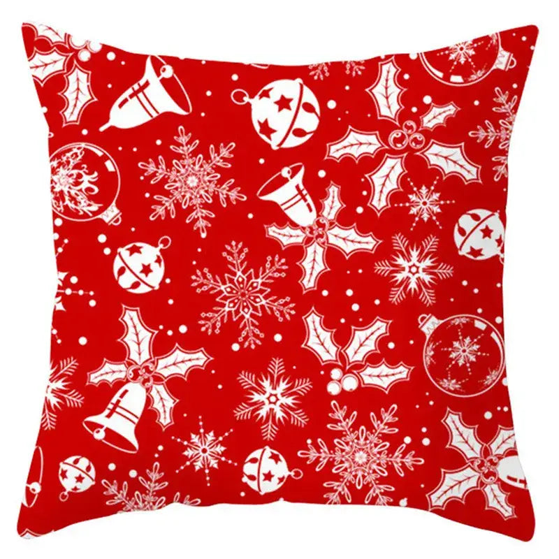 Red and white santa claus snowflake pillow cover living room decor