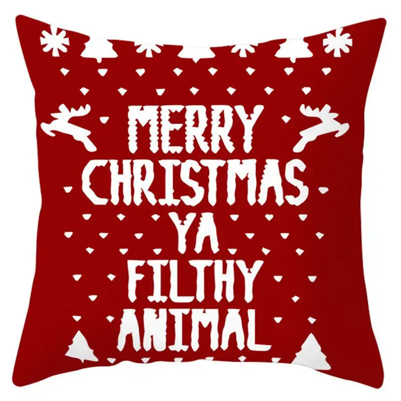 Red and white santa claus snowflake pillow cover living room decor