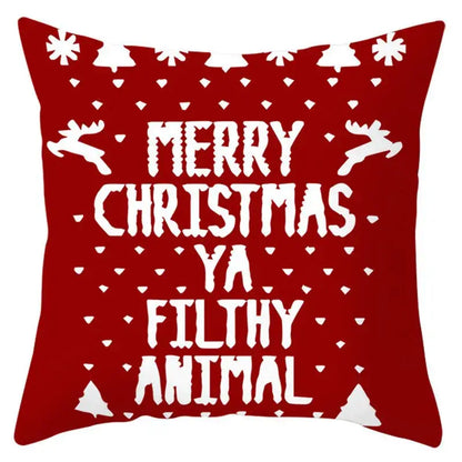 Red and white santa claus snowflake pillow cover living room decor