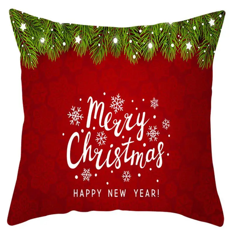 Red and white santa claus snowflake pillow cover living room decor