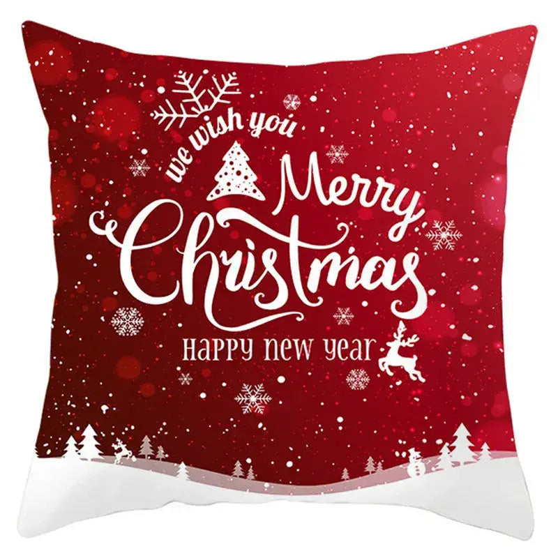 Red and white santa claus snowflake pillow cover living room decor