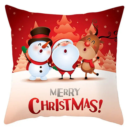 Red and white santa claus snowflake pillow cover living room decor
