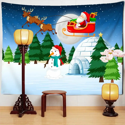 Santa claus tapestry christmas sleigh wall hanging for living room