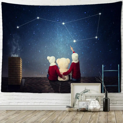 Santa claus tapestry christmas sleigh wall hanging for living room