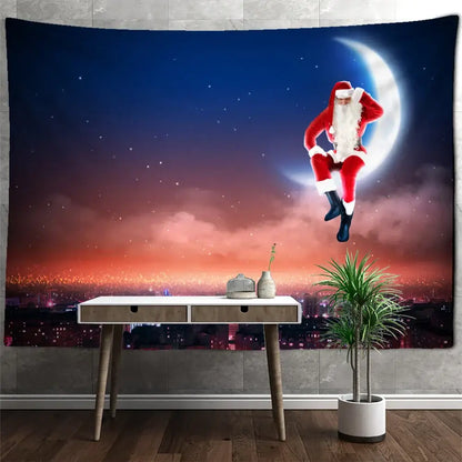 Santa claus tapestry christmas sleigh wall hanging for living room