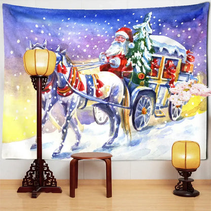 Santa claus tapestry christmas sleigh wall hanging for living room