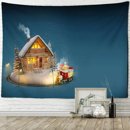 Santa claus tapestry christmas sleigh wall hanging for living room
