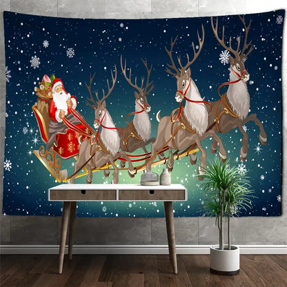 Santa claus tapestry christmas sleigh wall hanging for living room