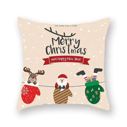 Festive christmas santa elk pillowcase – living room holiday decor