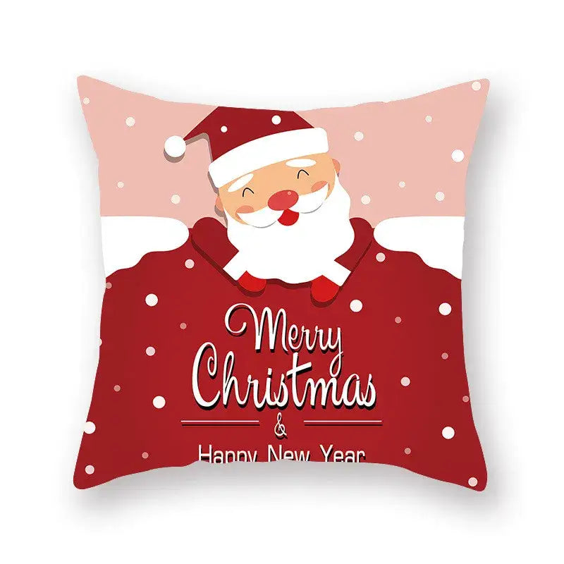 Festive christmas santa elk pillowcase – living room holiday decor