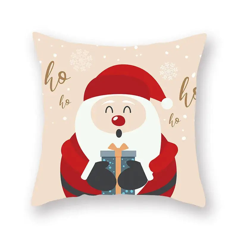 Festive christmas santa elk pillowcase – living room holiday decor