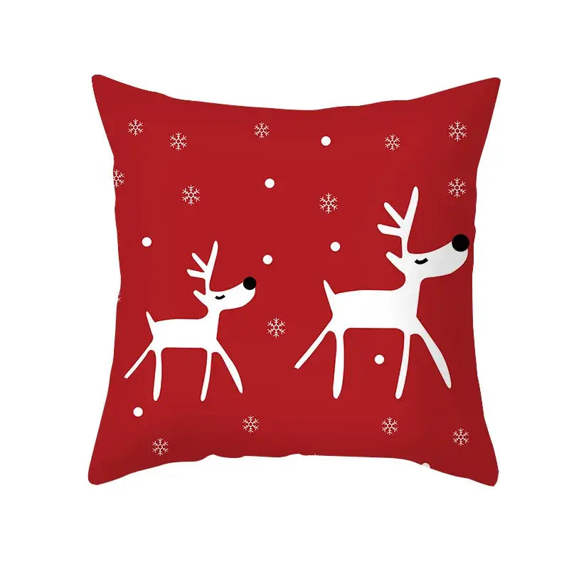 Festive christmas santa elk pillowcase – living room holiday decor