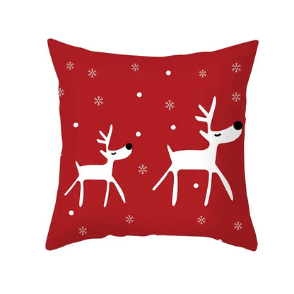 Festive christmas santa elk pillowcase – living room holiday decor