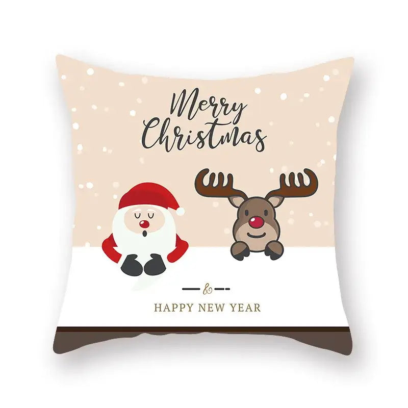 Festive christmas santa elk pillowcase – living room holiday decor