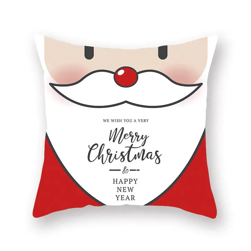 Festive christmas santa elk pillowcase – living room holiday decor