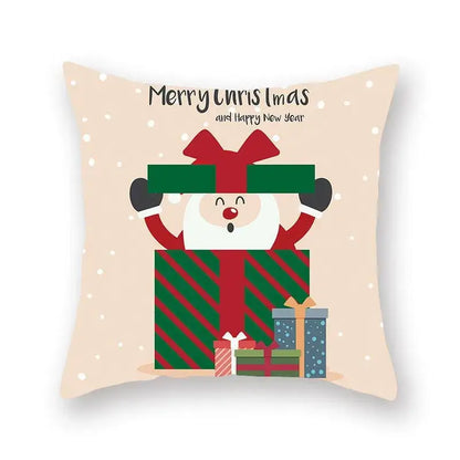 Festive christmas santa elk pillowcase – living room holiday decor