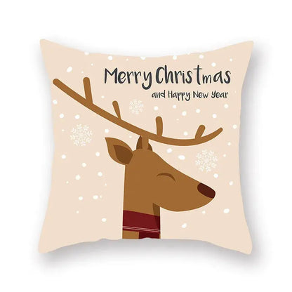 Festive christmas santa elk pillowcase – living room holiday decor