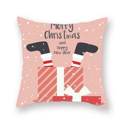 Festive christmas santa elk pillowcase – living room holiday decor