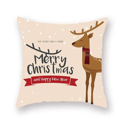 Festive christmas santa elk pillowcase – living room holiday decor
