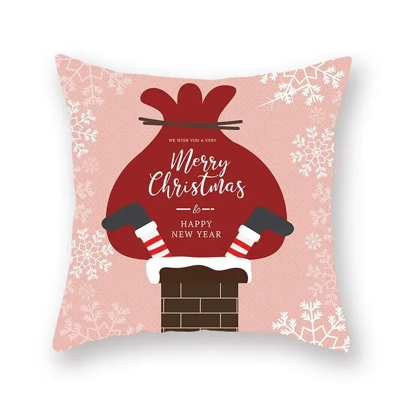Festive christmas santa elk pillowcase – living room holiday decor