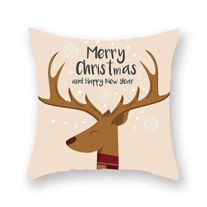 Festive christmas santa elk pillowcase – living room holiday decor