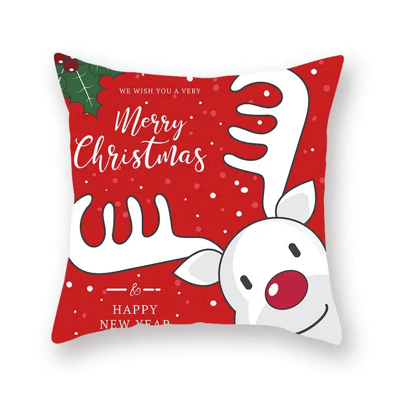Festive christmas santa elk pillowcase – living room holiday decor