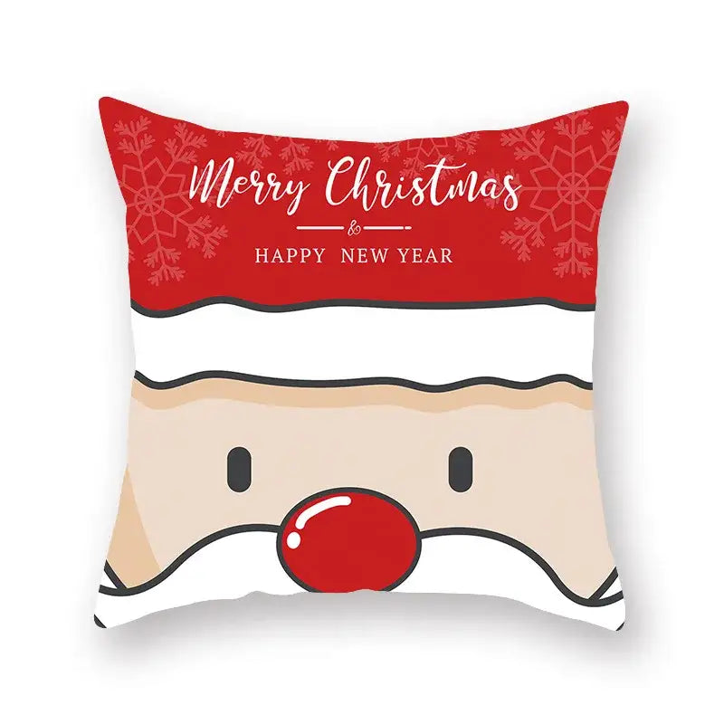 Festive christmas santa elk pillowcase – living room holiday decor