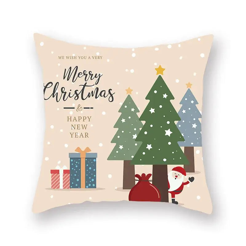 Festive christmas santa elk pillowcase – living room holiday decor