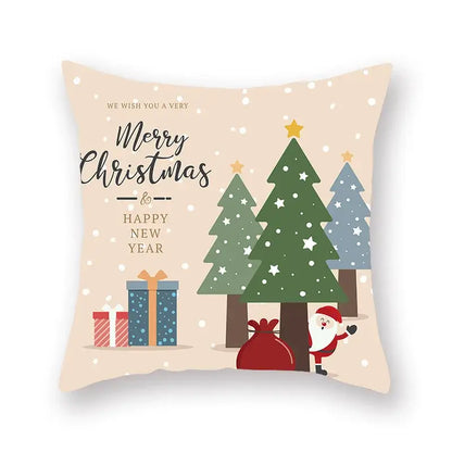Festive christmas santa elk pillowcase – living room holiday decor